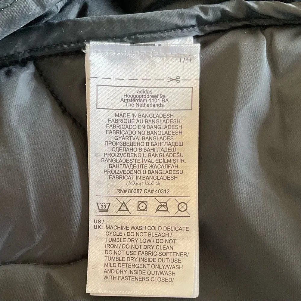 NWT ADIDAS S MEN quilted black jacket nuganic VEGAN New warm new with tag SMALL